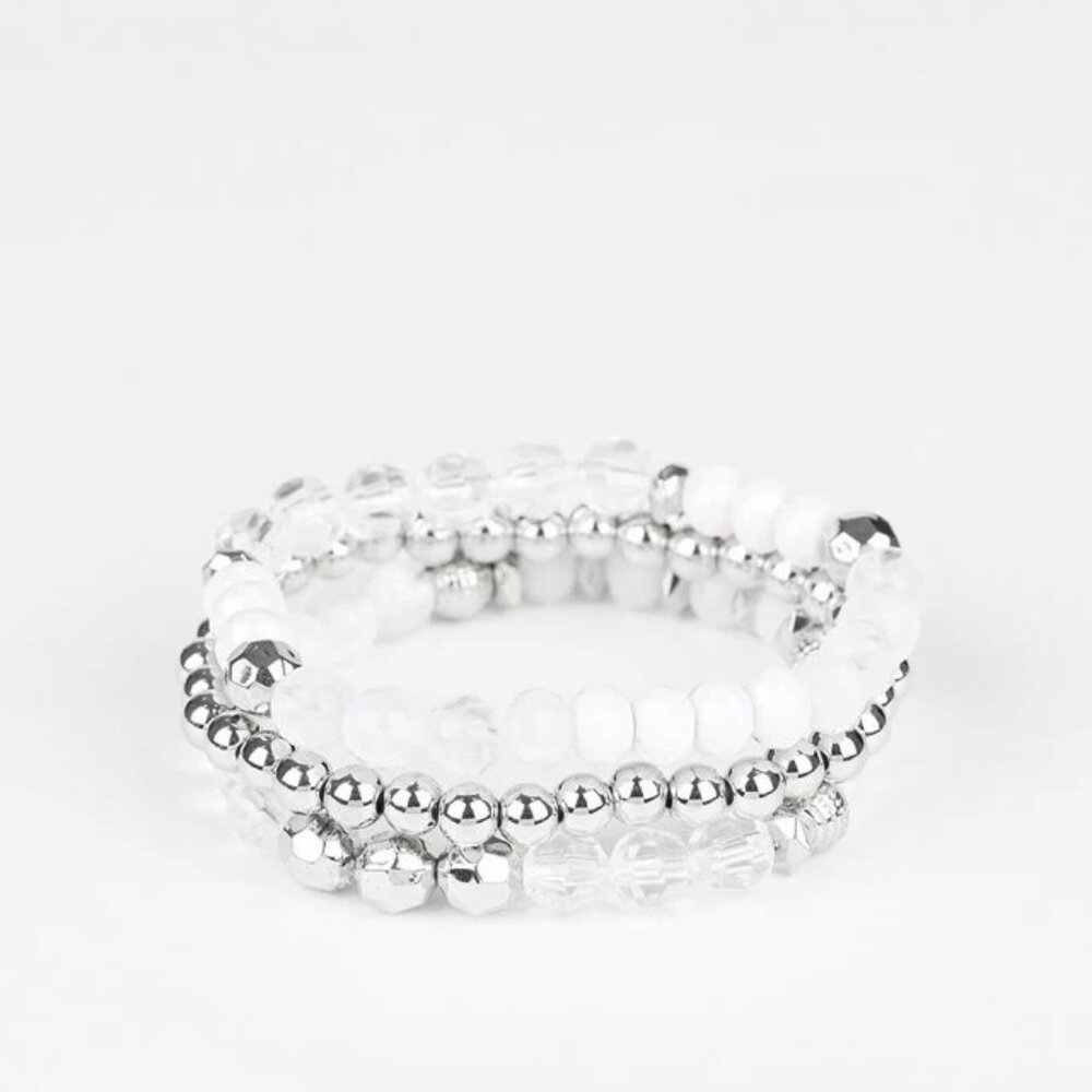 Paparazzi Jewelry Accessories - Sugary Shimmer - White Bracelet - Vintage - Picture 4 of 4